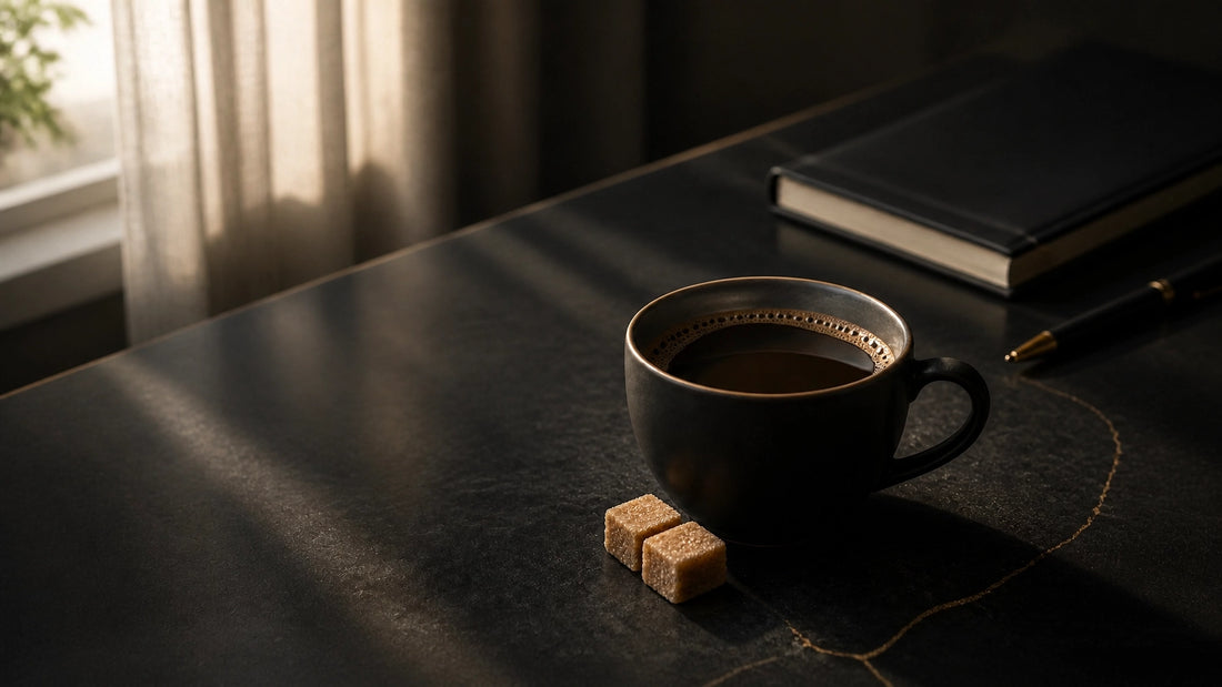 Dappled morning light falling across a quiet coffee ritual